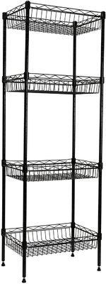 4 Reihen-Metalldraht-Speicher-Fachbodenregallager mit Korb-Küchen-verstellbarem Eckregal-Organisator