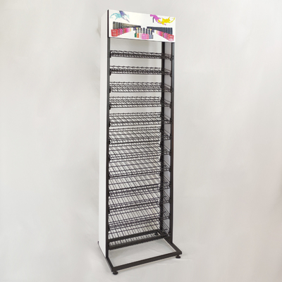 Schwarze Supermarkt-Anzeigen-Regale mit PVC-Brett-Nagellack-Gestell
