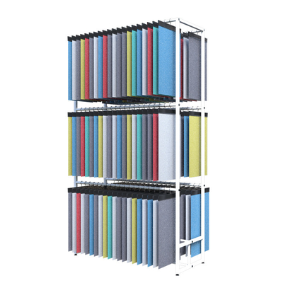 Weißer 3 Reihen-Gewebe-Beispielpräsentationsständer-Gewebe-Speicher-Ausstellungsstand