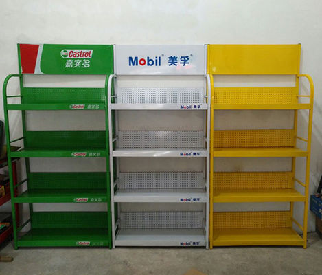 Kundenspezifisches beiseite legendes Supermarkt Autozubehör-Präsentationsständer-grünes gelbes Weiß