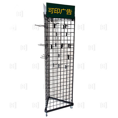 3 mit Seiten versehene Dreieck-Draht-Gitter-Supermarkt-Präsentationsständer mit Logo And Casters