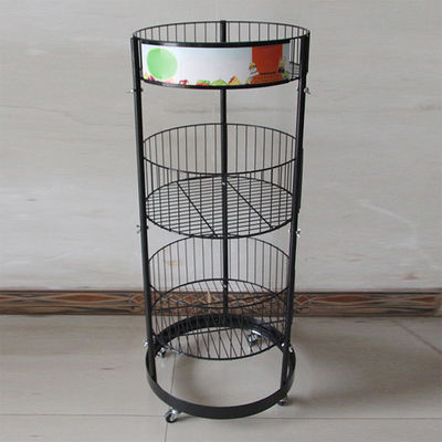 Höhe des Metallschwarze Zylinder-497mm Dia Grocery Display Rack 1080mm