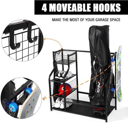 Golftasche-Garagen-Organisator Rack For Supermarket der Soem-Schwarz-Farbe2