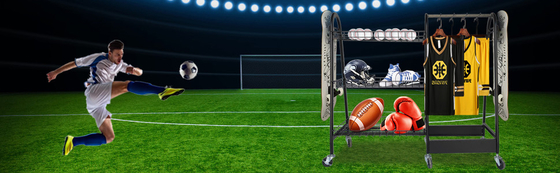 15kg/Schicht-Sport-Ausrüstungs-Speicher-Gestell-Rugbyball-Regal mit Rädern